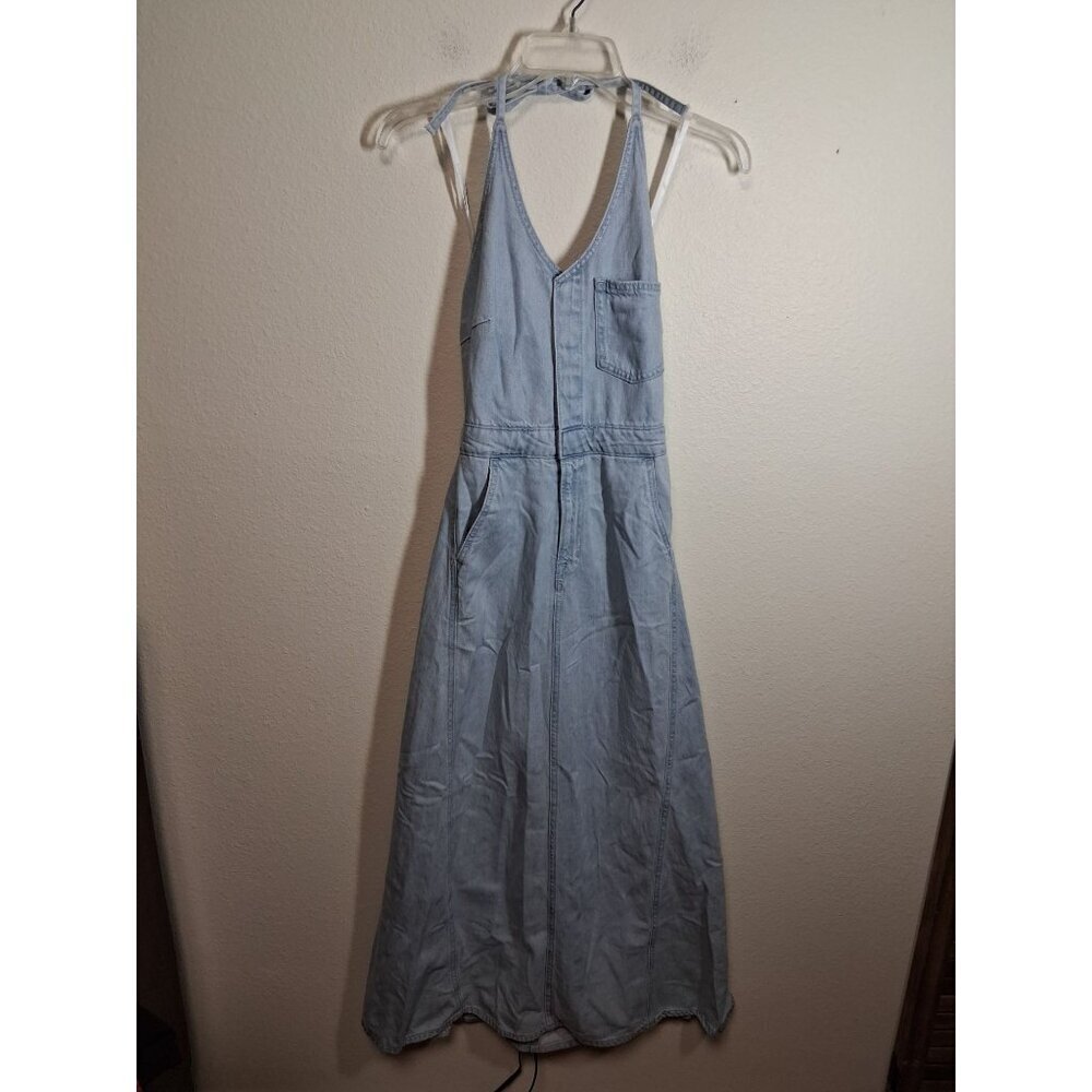 NWT Universal Thread Denim Halter Maxi Dress Chambray Women's Size 00 - Picture 1 of 7